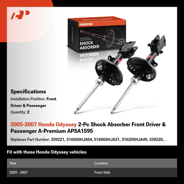 2005-2007 Honda Odyssey 2-Pc Shock Absorber Front Driver & Passenger A-Premium APSA1595