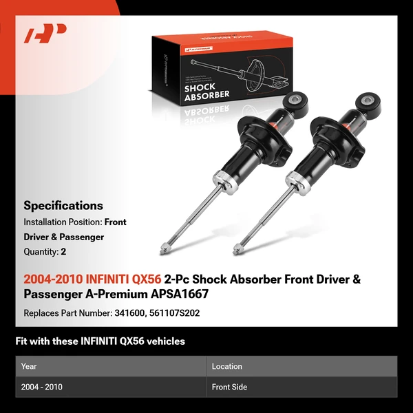2004-2010 INFINITI QX56 2-Pc Shock Absorber Front Driver & Passenger A-Premium APSA1667