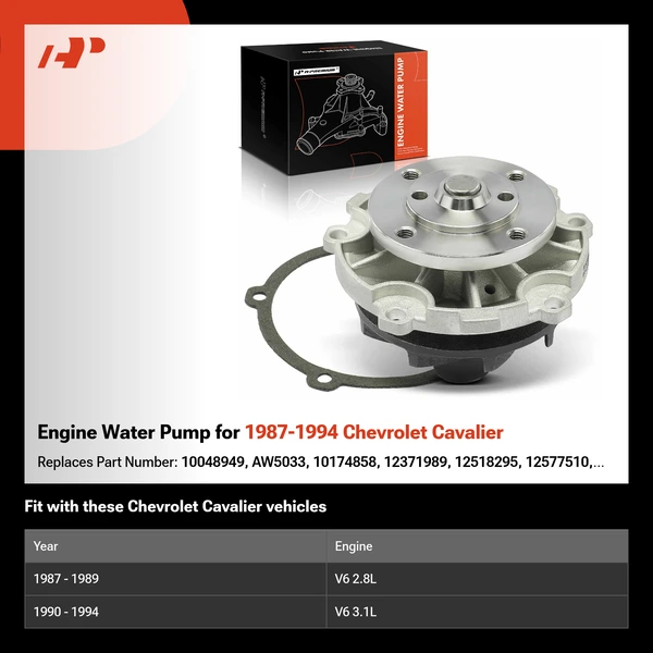 Engine Water Pump for 1987-1994 Chevrolet Cavalier
