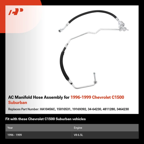 AC Manifold Hose Assembly for 1996-1999 Chevrolet C1500 Suburban