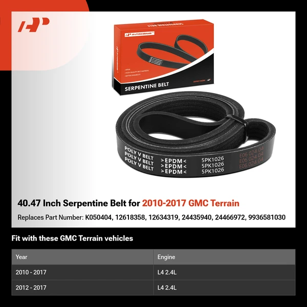40.47 Inch Serpentine Belt for 2010-2017 GMC Terrain