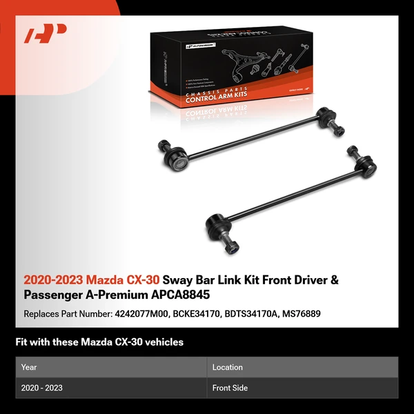 2020-2023 Mazda CX-30 Sway Bar Link Kit Front Driver & Passenger A-Premium APCA8845