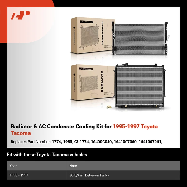 Radiator & AC Condenser Cooling Kit for 1995-1997 Toyota Tacoma