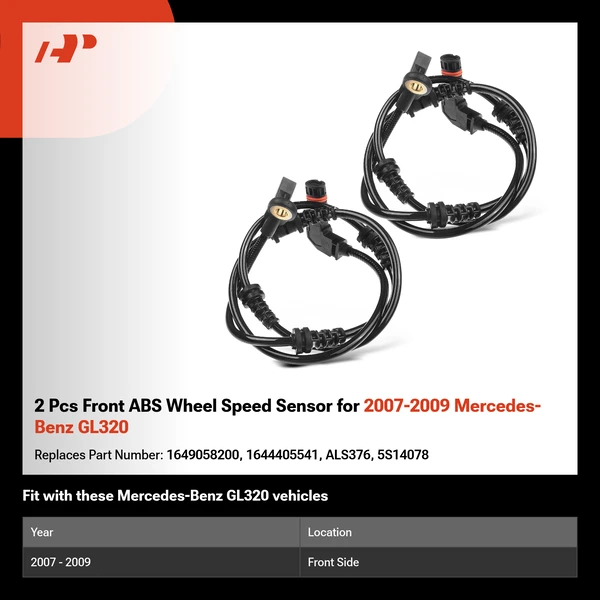 2 Pcs Front ABS Wheel Speed Sensor for 2007-2009 Mercedes-Benz GL320