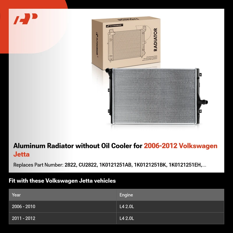 Aluminum Radiator without Oil Cooler for 2006-2012 Volkswagen Jetta
