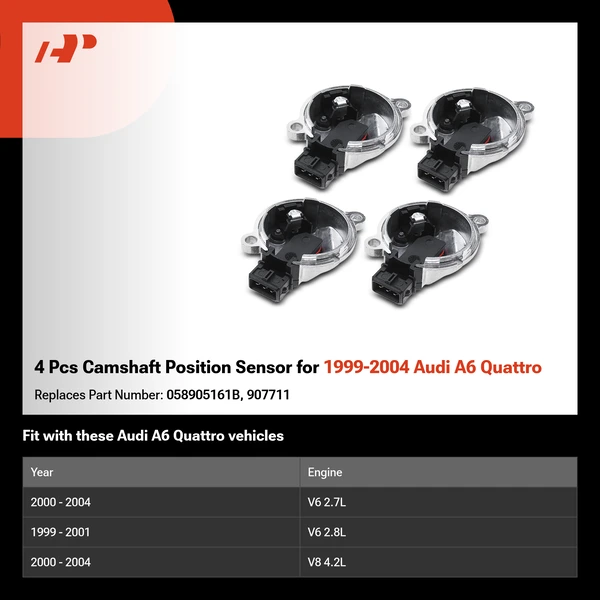 4 Pcs Camshaft Position Sensor for 1999-2004 Audi A6 Quattro