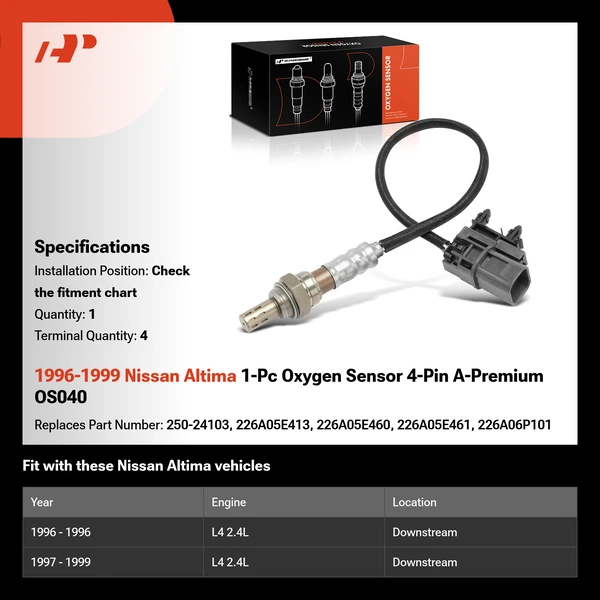 1996-1999 Nissan Altima 1-Pc Oxygen Sensor 4-Pin A-Premium OS040