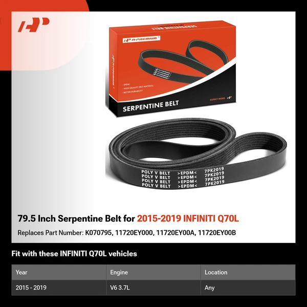 79.5 Inch Serpentine Belt for 2015-2019 INFINITI Q70L