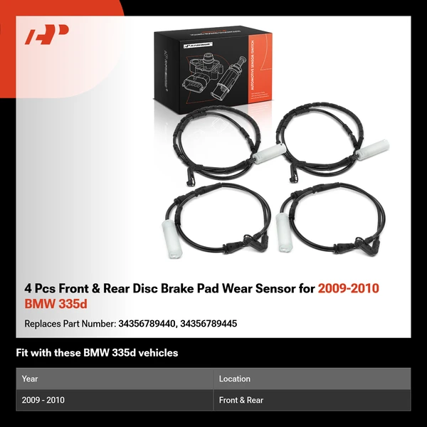 4 Pcs Front & Rear Disc Brake Pad Wear Sensor for 2009-2010 BMW 335d