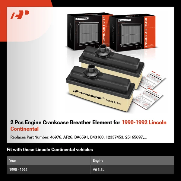 2 Pcs Engine Crankcase Breather Element for 1990-1992 Lincoln Continental