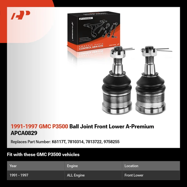1991-1997 GMC P3500 Ball Joint Front Lower A-Premium APCA0829