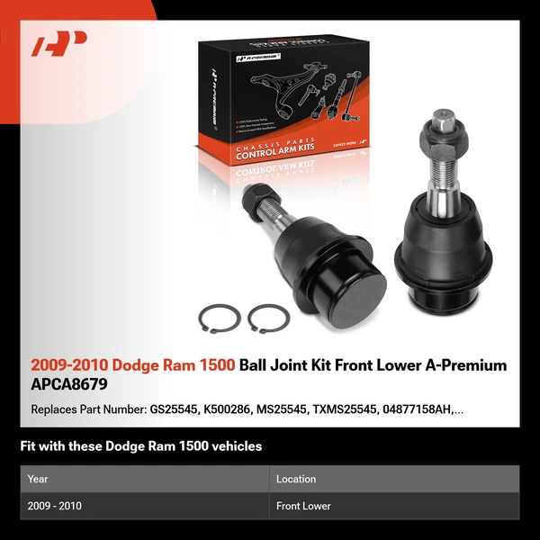 2009-2010 Dodge Ram 1500 Ball Joint Kit Front Lower A-Premium APCA8679