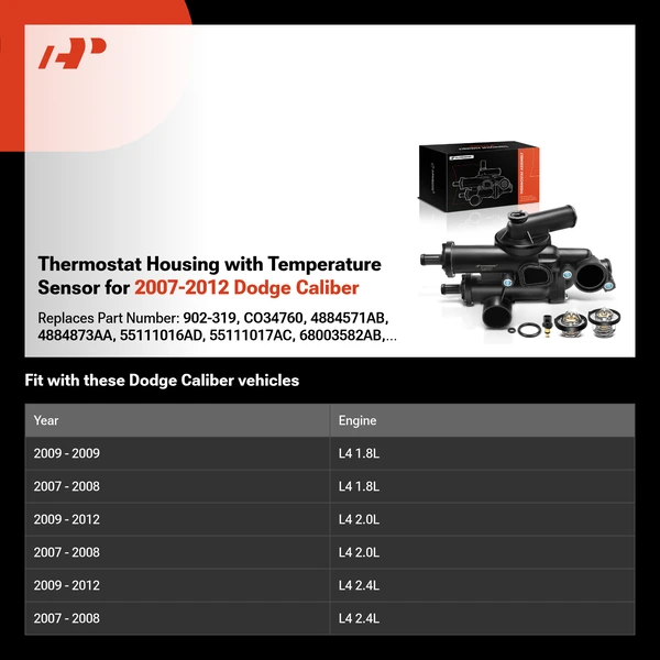 Thermostat Housing with Temperature Sensor  for 2007-2012 Dodge Caliber