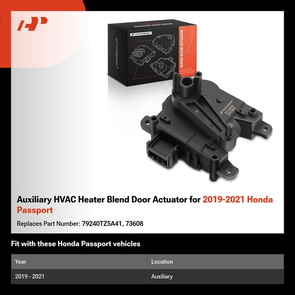Auxiliary HVAC Heater Blend Door Actuator for 2019-2021 Honda Passport