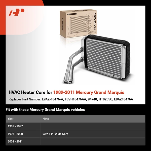 HVAC Heater Core for 1989-2011 Mercury Grand Marquis