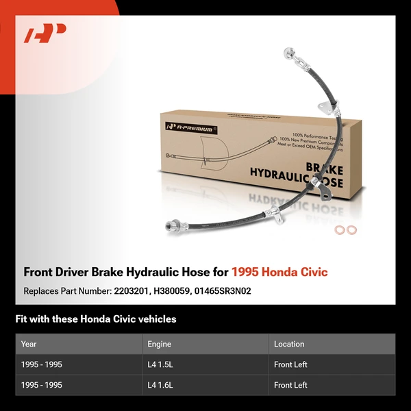 Front Driver Brake Hydraulic Hose for 1995 Honda Civic