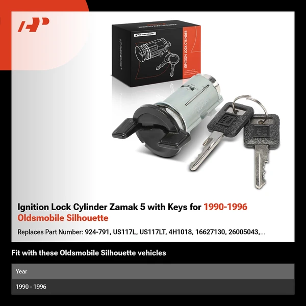 Ignition Lock Cylinder Zamak 5 with Keys for 1990-1996 Oldsmobile Silhouette
