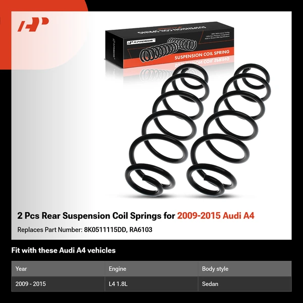 2 Pcs Rear Suspension Coil Springs for 2009-2015 Audi A4