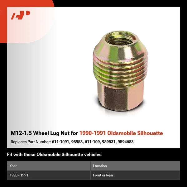 M12-1.5 Wheel Lug Nut for 1990-1991 Oldsmobile Silhouette