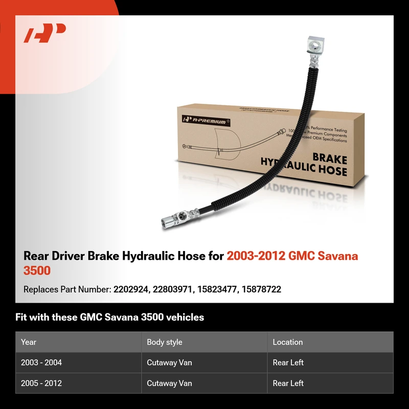 Rear Driver Brake Hydraulic Hose for 2003-2012 GMC Savana 3500