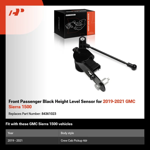 Front Passenger Black Height Level Sensor for 2019-2021 GMC Sierra 1500