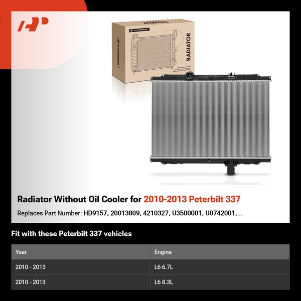 Radiator Without Oil Cooler for 2010-2013 Peterbilt 337