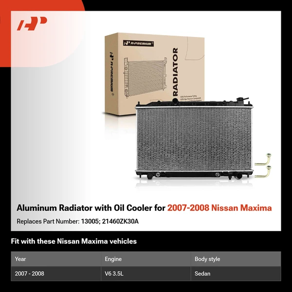 Aluminum Radiator with Oil Cooler for 2007-2008 Nissan Maxima