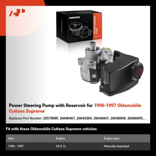 Power Steering Pump with Reservoir for 1996-1997 Oldsmobile Cutlass Supreme