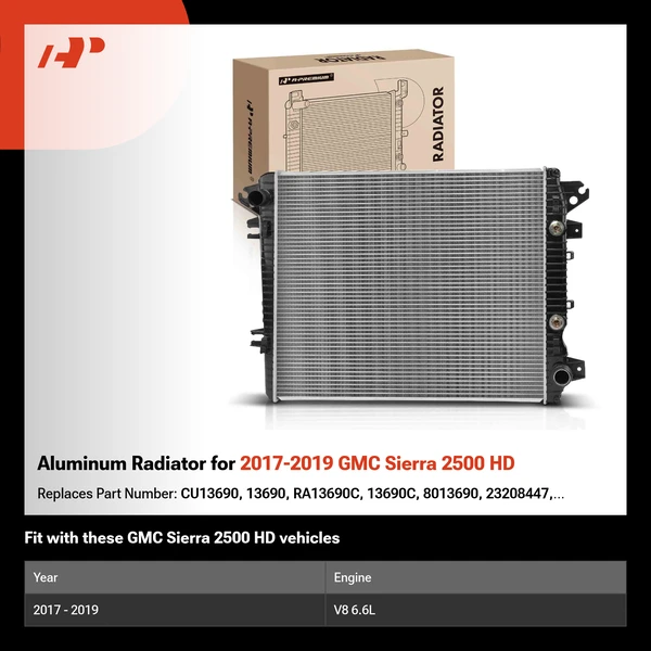 Aluminum Radiator for 2017-2019 GMC Sierra 2500 HD