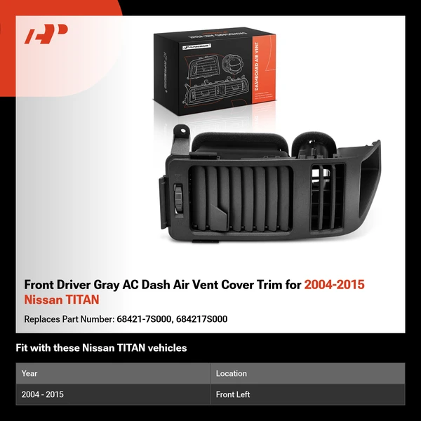 Front Driver Gray AC Dash Air Vent Cover Trim for 2004-2015 Nissan TITAN