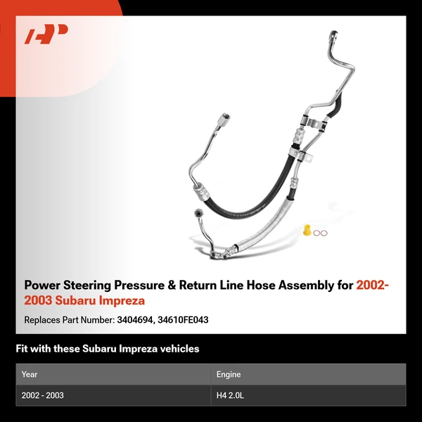 Power Steering Pressure & Return Line Hose Assembly for 2002-2003 Subaru Impreza