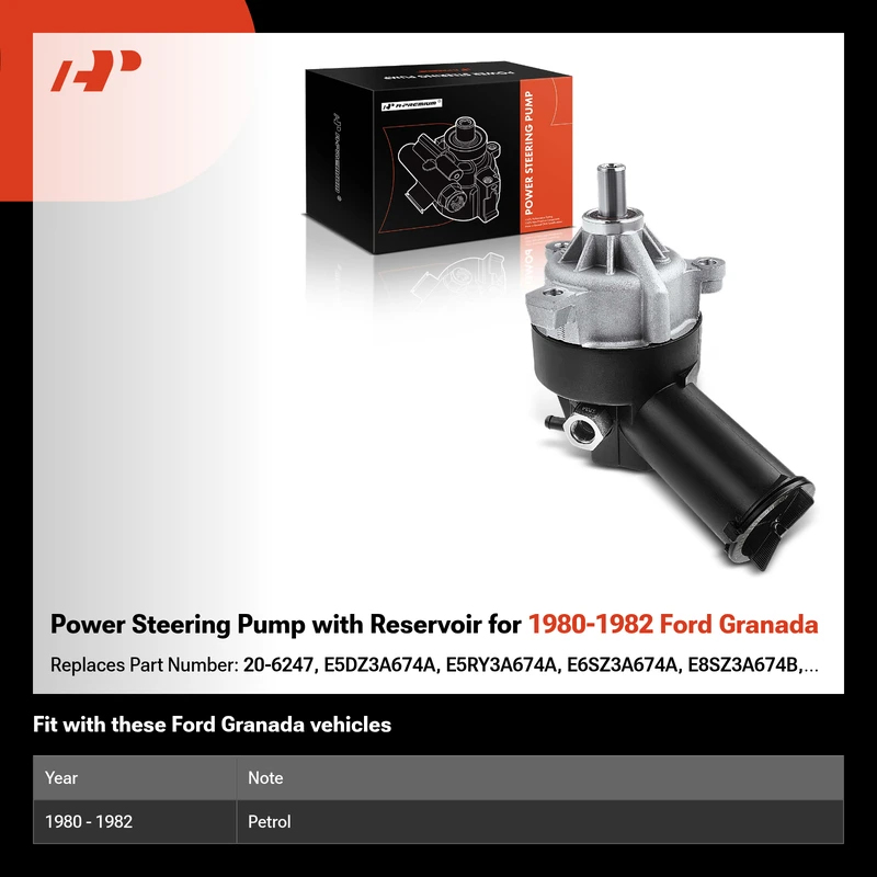 Power Steering Pump with Reservoir for 1980-1982 Ford Granada