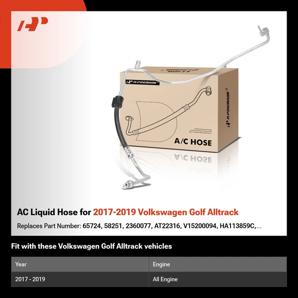 AC Liquid Hose for 2017-2019 Volkswagen Golf Alltrack