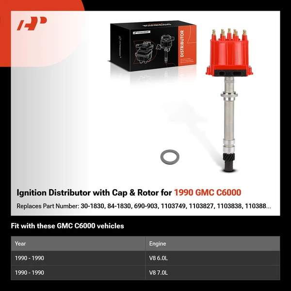 Ignition Distributor with Cap & Rotor for 1990 GMC C6000