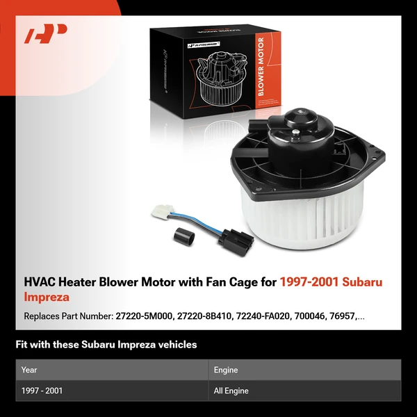 HVAC Heater Blower Motor with Fan Cage for 1997-2001 Subaru Impreza