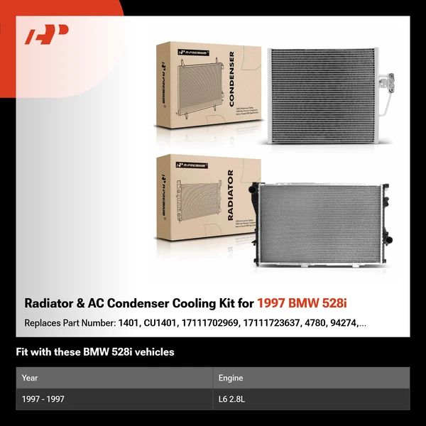 Radiator & AC Condenser Cooling Kit for 1997 BMW 528i