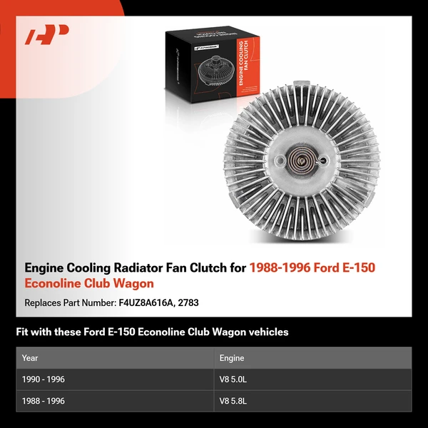 Engine Cooling Radiator Fan Clutch for 1988-1996 Ford E-150 Econoline Club Wagon