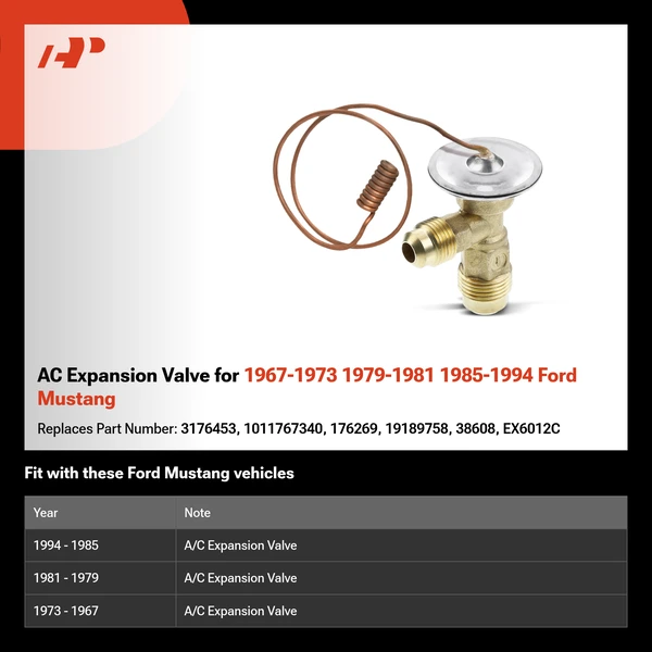 AC Expansion Valve for 1967-1973 1979-1981 1985-1994 Ford Mustang