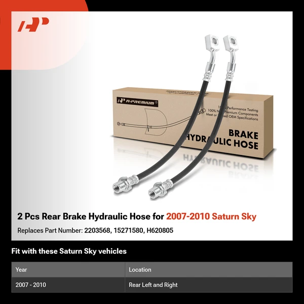 2 Pcs Rear Brake Hydraulic Hose for 2007-2010 Saturn Sky
