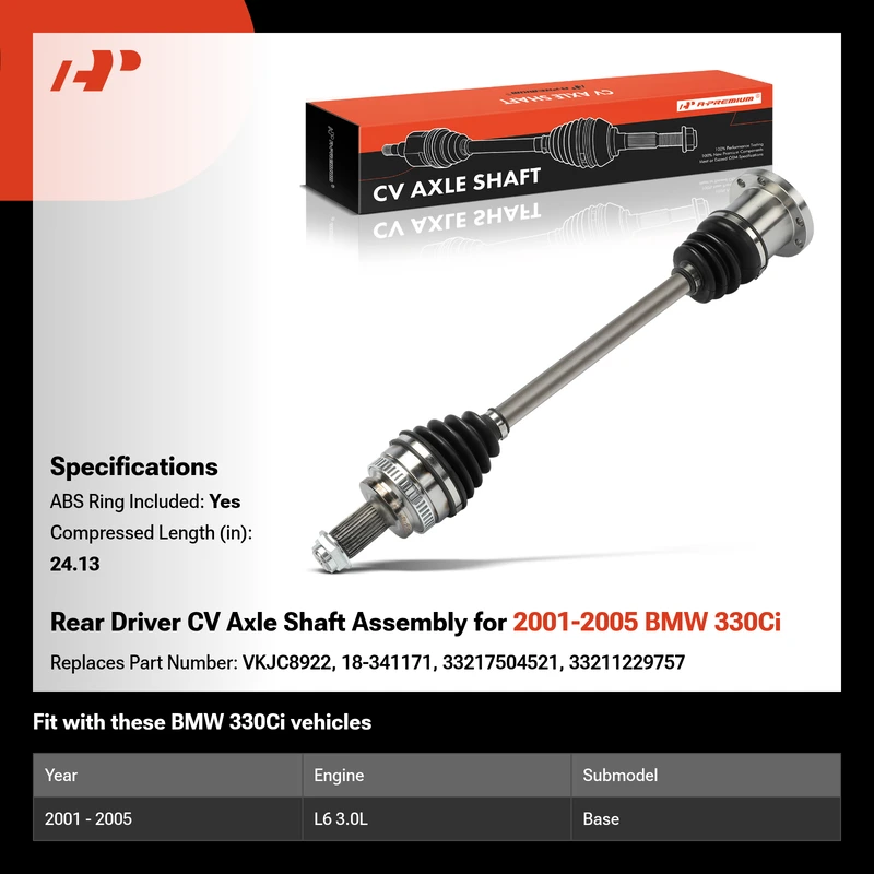 Rear Driver CV Axle Shaft Assembly for 2001-2005 BMW 330Ci