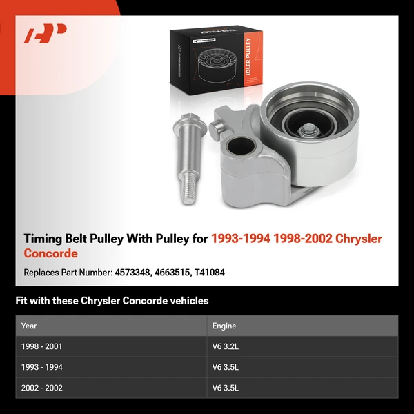 Timing Belt Pulley With Pulley for 1993-1994 1998-2002 Chrysler Concorde