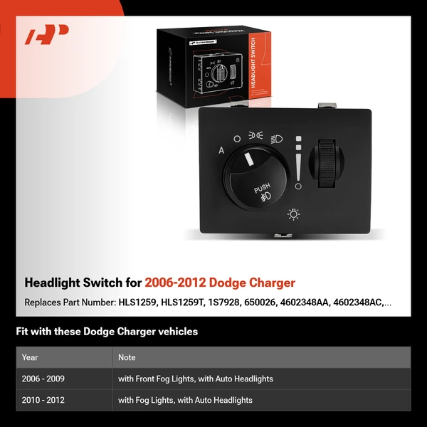 Headlight Switch for 2006-2012 Dodge Charger