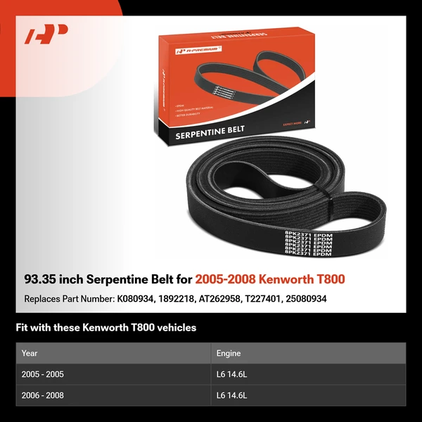 93.35 inch Serpentine Belt for 2005-2008 Kenworth T800