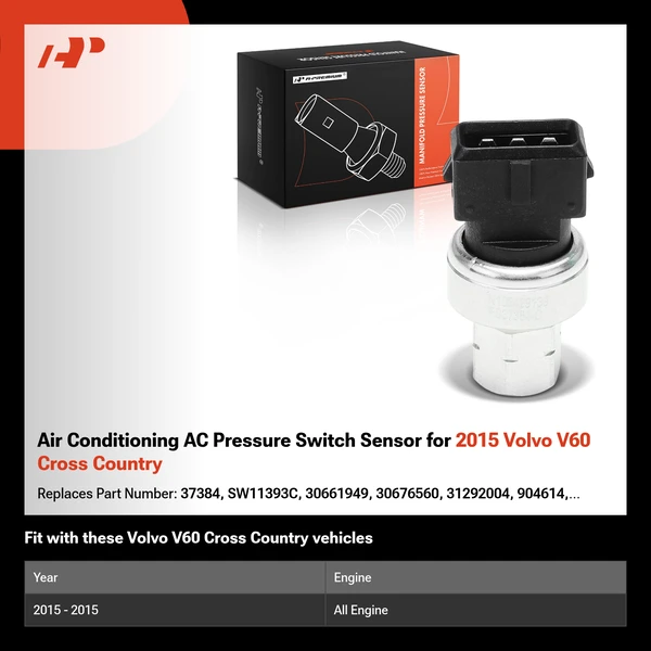 Air Conditioning AC Pressure Switch Sensor for 2015 Volvo V60 Cross Country