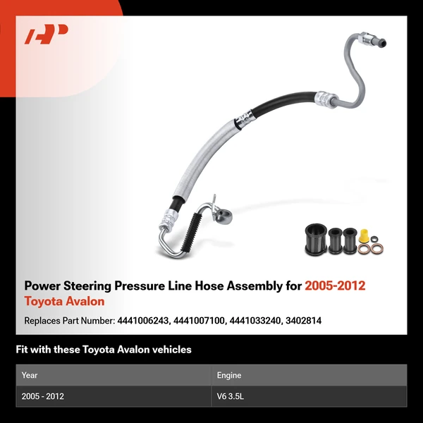Power Steering Pressure Line Hose Assembly for 2005-2012 Toyota Avalon