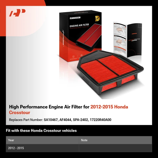 High Performance Engine Air Filter for 2012-2015 Honda Crosstour
