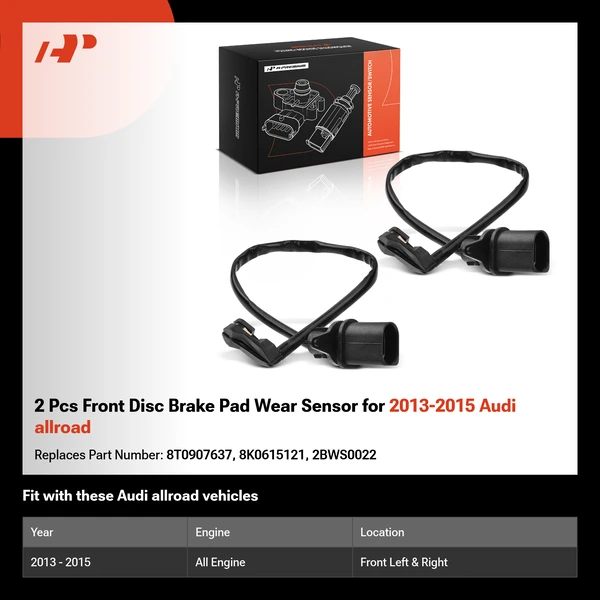 2 Pcs Front Disc Brake Pad Wear Sensor for 2013-2015 Audi allroad