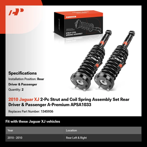 2010 Jaguar XJ 2-Pc Strut and Coil Spring Assembly Set Rear Driver & Passenger A-Premium APSA1033