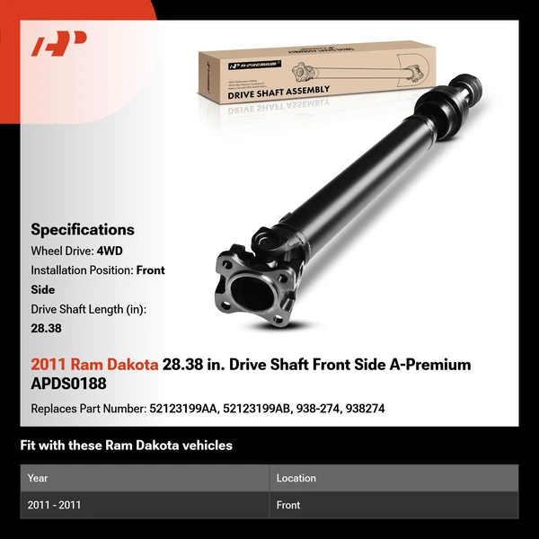 2011 Ram Dakota 28.38 in. Drive Shaft Front Side A-Premium APDS0188