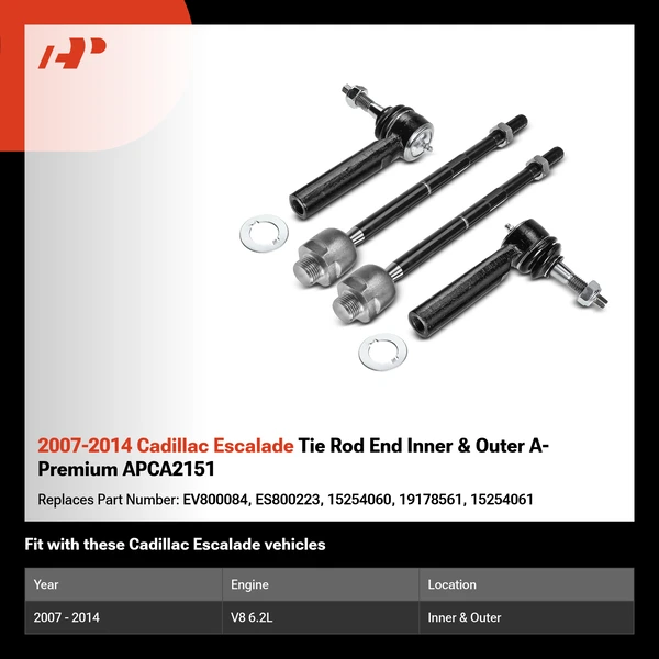 2007-2014 Cadillac Escalade Tie Rod End Inner & Outer A-Premium APCA2151